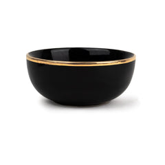 Ceramic Bowl Set Of 4 Pieces For Snacks - 330ml Each, Black Gold | Maggie Bowl, Noodle Bowl With Glossy Finish - Premium Stoneware | Microwave Safe & Dishwasher Safe