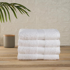 Wakefit Terry Cotton Soft Absorbent Hand Towel 500 Gsm (White)- Set Of 4