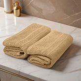 Troveo Super Soft Cotton Hand Towels 400 Gsm | Super Absorbent Multipurpose Hand Towel For Home Gym Workout Traveling Running & Kitchen (Beige) - Pack Of 2