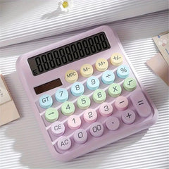 Bluetick Desktop Calculator - 12 Digit Display | Big Buttons | Solar Power | 1 Year Warranty | Aesthetic Candy Color (Purple)