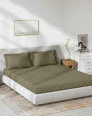 Bamboo Elastic Fitted Bedsheet With 2 Pillow Cover - 72 X 78 Inches, Mocha | Soft, Breathable & Eco-Friendly | Perfect Gifting Festival, Housewarming, Anniversaries