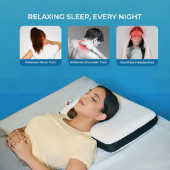 Orthopedic Memory Foam Pillow For Comfortable Sleep, White - 20 x 13 x 4 Inch | For Neck & Shoulder Pain Relief With Removable Zipper White Jacquard Cover | Back, Stomach Sleepers - Pack Of 2