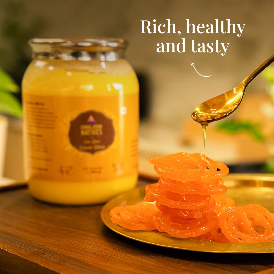 Organic Natural Bilona Cow Ghee By Himalayan Natives | Highly & Nutritious Traditional Bilona Method Cow Ghee Ideal For Everyday Use | (1 Litre) 33.8 Ounce | Jar Pack Organic Natural Bilona Cow Ghee By Himalayan Natives | Highly & Nutritious Traditional Bilona Method Cow Ghee Ideal For Everyday Use | (1 Litre) 33.8 Ounce | Jar Pack