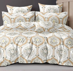 1 Single Glace Cotton Flat Bedsheet With 1 Pillow Cover & Single Comforter - 60 X 90 Inches, Beige | Soft & Durable For Everyday Use - All Season Comfort
