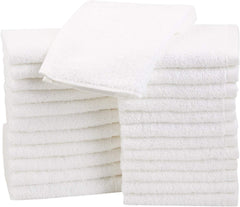 Ayus Premium Soft Feel Face Towels Set 3000 Gsm | 100% Cotton, Ultra Soft & Highly Absorbent Towels For Bathroom, Gym, Hotel & Spa (White) - Pack Of 48