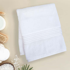Micro Cotton Remy Basel Luxury Terry Cotton Bath Towel 550 Gsm | Super Comfortable 100% Long Staple Cotton Bath Towel (White)
