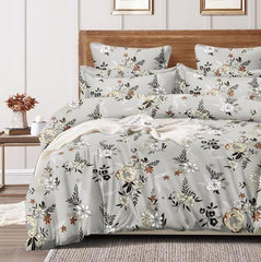 Cotton Queen Size Printed Double Bedsheet With 2 Pillow Covers For Home | 90 X 100 Inches, Grey - Beautiful Bedsheet Set | Perfect For Gifting Wedding, Anniversary