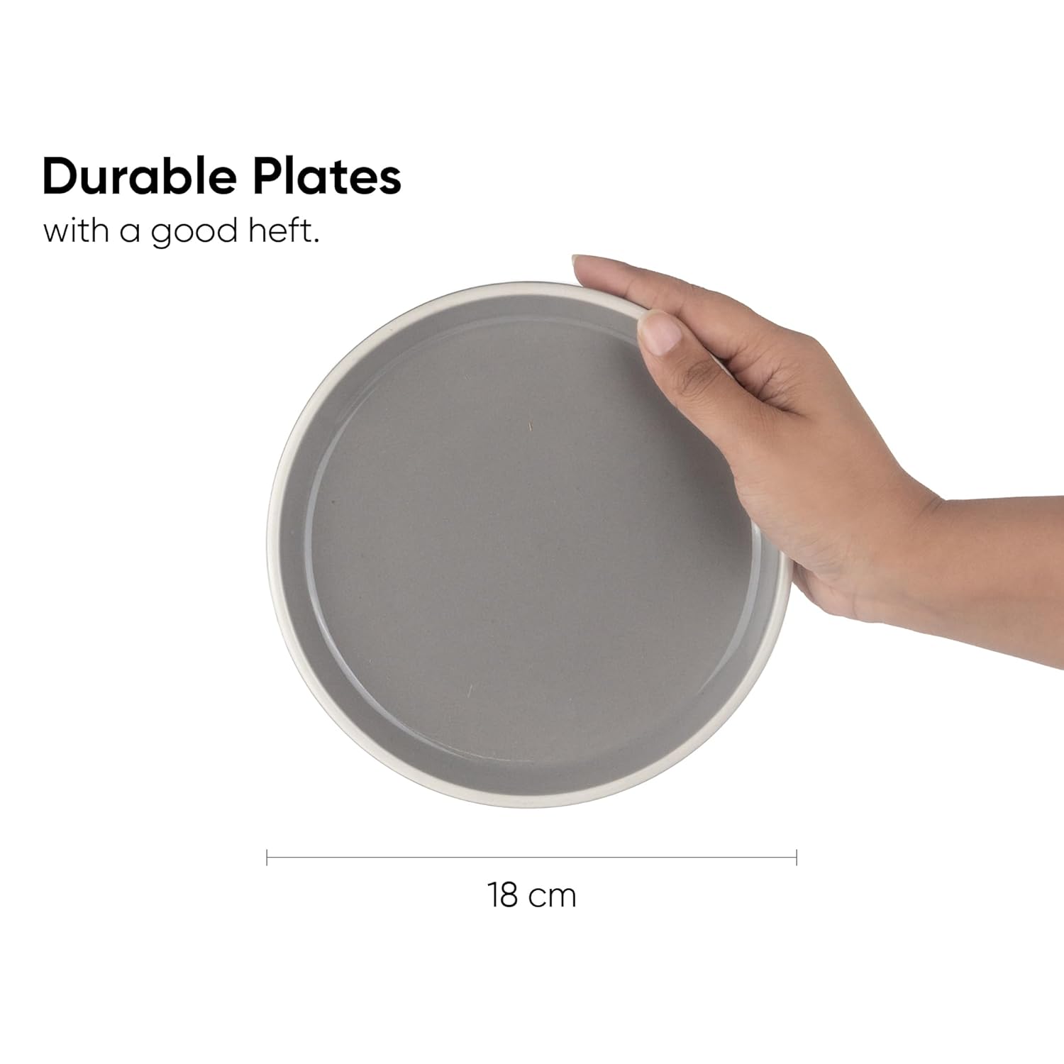 Rim Quarter Plates Set Of 6, Grey With White Rim | Ceramic Snack Plates - Snacks Plates Set | Dessert Plates, Snack Plate - Small Plates With Glossy Finish | Microwave Safe & Chip Resistant Rim Quarter Plates Set Of 6, Grey With White Rim | Ceramic Snack Plates - Snacks Plates Set | Dessert Plates, Snack Plate - Small Plates With Glossy Finish | Microwave Safe & Chip Resistant