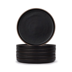 Quarter Plates Set Of 6, Black Japandi Series | Premium Stoneware Dessert Plates - Snacks Plates Set With Matte Finish | Snack Plate - Small Plates | Japandi Quarter Plates