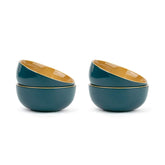 Ceramic Bowl Set Of 4 Pieces For Snacks - 330ml Each, Teal Green | Maggie Bowl, Noodle Bowl With Glossy Finish - Premium Stoneware | Microwave Safe & Dishwasher Safe