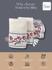 Senses By Riba All Cotton 550 Gsm Embroidered Bath Towel Set - Pack Of 4 (Style 14)