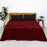 Microfiber Plain Bedsheets Double Size Include Pillow Cover Ultra Soft - 90x100 Inch, Maroon & Dark Grey Bed Sheet | Good For Home, Hotel, Villa, Resort & Guest House