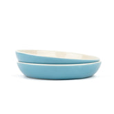 Ceramic Pasta Bowl Set Of 2 Pcs, 22cm - Blue Outside, 300ml Each | Stoneware Ceramic Serving Bowls With Glossy Finish | Pasta Plate - Deep Plate | Ceramic Bowl - Pasta Serving Plate