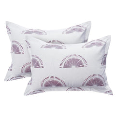 Cotton 144 TC Bedsheets For King Size Bed With 2 Pillow Covers | 108 X 108 Inches, White & Purple | Breathe Easy In Cotton Comfort