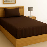 Cotton Single Bedsheet With One Pillow Cover - 90 X 60 Inches, Brown | Soft & Breathable Premium Printed Design Bedsheet