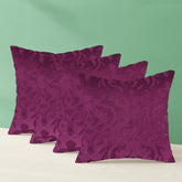 Microfiber Square Pillow Cushion For Sofa & Bed, Wine - 24 X 24 Inch | Soft, Fluffy For Comfort & Back Support | Breathable, Washable | Premium Velvet Outer Cover With Zip - Set Of 4