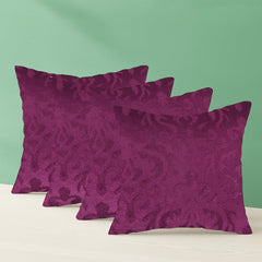 Microfiber Square Pillow Cushion For Sofa & Bed, Wine - 16 X 16 Inch | Soft, Fluffy For Comfort & Back Support | Breathable, Washable | Premium Velvet Outer Cover With Zip - Set Of 4