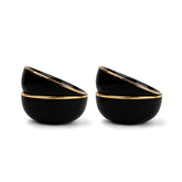 Ceramic Bowl Set Of 4 Pieces For Snacks - 330ml Each, Black Gold | Maggie Bowl, Noodle Bowl With Glossy Finish - Premium Stoneware | Microwave Safe & Dishwasher Safe