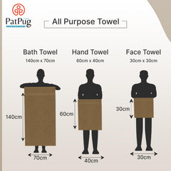 Patpug 100% Indian Cotton Plush Towel Set 1200 Gsm | Highly Absorbent, Fade Resistant, Quick Drying (Sepia Brown) - 5 Piece