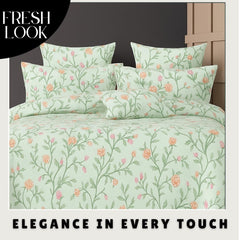 Microfiber Double Bedsheet King Size With 2 Large Size Pillow Covers | Size 108x108+9 Inches, Mint Green & Pink | Perfect For Daily Use, All-Season Use Or Gifting Bedsheet