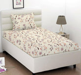 Single Bed Sheet With 1 Pillow Covers For Single - 60 X 90 Inches, Off White | Super Soft Premium Brushed Glace Cotton Bedsheet