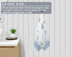 Urbano Homz 100% Cotton Large Size Waffle Weave Bath Towel 200 Gsm | Lightweight & Quick Dry Waffle Weave Ethnic Soft Towels (Grey)