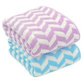 Patpug Coral Microfiber Ultrasoft Comfortable Highly Absorbent Quick Drying Large Bath Towel 700 Gsm (Blue & Purple)- Pack Of 2