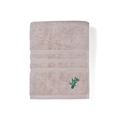 Feather & Spun Bamboo Cotton Bath Towel 600 Gsm | Anti Microbial Fade Resistant Double Needle Stitch Lavender Fragrance Bath Towel (Almond Cream)
