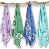 Mush Bamboo Turkish Towel 280 Gsm | 100% Bamboo Ultra Soft, Absorbent & Quick Dry Towel For Bath, Beach, Pool, Travel, Spa & Yoga (Navy + Lavender + D. Green & Aqua)