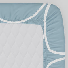 1 Fitted Single Bedsheet Cotton With 1 Pillow Cover - 36 X 78 Inches, Blue | Elegant Printed Bedding Set For Daily Use | 144 Thread Count