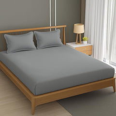 Plain Double Bedsheet For Queen Size With 2 Matching Pillow Covers For Home - 90 X 100 Inches, Dark Grey | Smooth Finish, Soft Touch & Breathable Comfort For Everyday Use