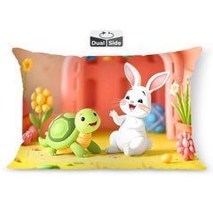 Kids Pillow Cushion With Super Soft Fabric, Animal & Cartoon Prints - 12x18 Inches | Dual Sided Design, Durable & Easy Care | Large & Versatile, Multi-Purpose, Made In India - Design 25