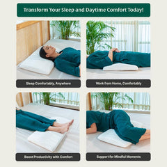 Lumbar Support Orthopaedic Memory Foam Pillow, Bed Pillow For Sleeping, White - 27.5 L X 15.5 W X 2.5 H Inch | Spine Alignment Waist Support | Pillow For Lower Back Pain Relief, Sciatica