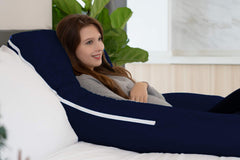Premium Multipurpose Microfiber Pregnancy Pillow For Pregnant Women - Navy Blue | 100% Cotton, Zippered Cover, Lightweight, Removable Cover, Full Body Pillow, Soft Pillow - Pack Of 1