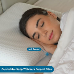 Memory Foam Cervical Pillow, Orthopedic Ultimate Bed Pillow For Sleeping, Standard Size - 23 X 14.5 X 4 Inch | Suitable For Back, Side & Stomach Sleeper, Removable Cover - Pack Of 1