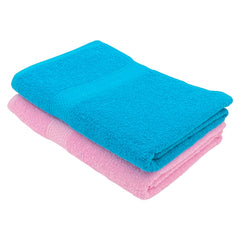 PatPug 100% Indian Ultra Soft Cotton 380 Gsm | Highly Absorbent, Fade Resistant Large Bath Towel (Teal & Sweet Pink)