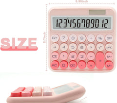Tgopit 12-digit Display Calculator With Large LCD Display And Big Buttons, Office Accessories For Women Desk, Cute Calculator Dual Solar Power And Battery, Function For School, Home, Business
