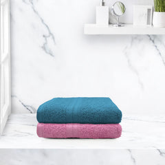 Sassoon Anatolia 2 Piece Cotton Hand Towel 362 Gsm | Soft, Absorbent & Quick Dry Towel For Gym, Home & Yoga (Teal & Pink)
