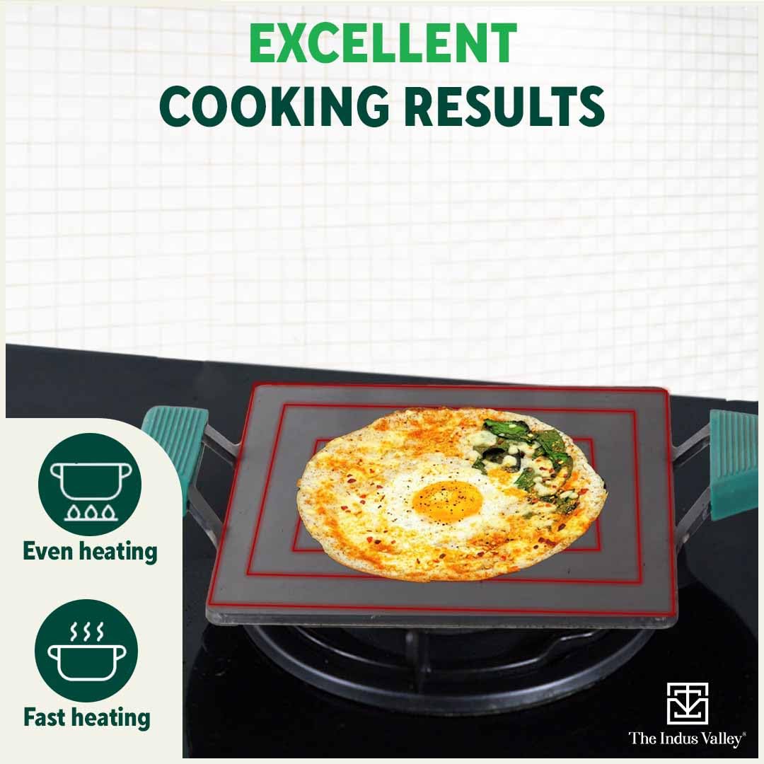 Pre-Seasoned Black Square Iron Tawa With Twin Handle & Silicon Grip - 30.4 Cm, 12 Inch, 3.1 Kg | Induction Friendly, Pre-Seasoned Tawa, 100% Pure & Toxin-Free, No Chemical Coating Pre-Seasoned Black Square Iron Tawa With Twin Handle & Silicon Grip - 30.4 Cm, 12 Inch, 3.1 Kg | Induction Friendly, Pre-Seasoned Tawa, 100% Pure & Toxin-Free, No Chemical Coating