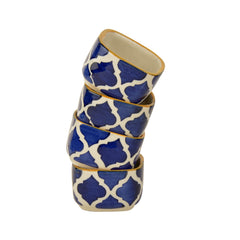 Hand Painted Ceramic Square Dip Bowls Set Of 4 - Blue & White, 50ml Each | Chutney Bowls - Ketchup Bowls