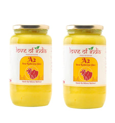 Pure A2 Desi Rathi Cow Ghee By Love Of India | Rich In Nutrients Healthy Traditional Vedic Bilona Method Desi Cow Ghee | 2 Litre (1 Litr * 2) 67.6 Ounce | Jar Pack
