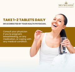 Neuwganic Organic Ashwagandha Tablets 600mg Stress Relief Rejuvenates Mind & Body, Boosts Energy & Immunity | 60 Tablets, 100gm 0.2lbs