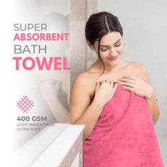 Black Gold The Finer Touch Microfiber Bath Towels 1000 Gsm | Super Absorbent, Lightweight, Ultra-Soft, Fade Resistant (Pink) - Pack Of 2