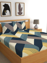 Elastic Fitted Printed Queen Size Double Bed Bedsheet With 2 Pillow Covers | 60 X 78 X 10 Inches, Multicolor | Super Soft Premium Brushed Glace Cotton Material