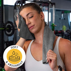 Maxoshine Microfiber Hand Towel 150 Gsm | Lint Free Napkins For Kitchen Wash Basin Gym Quick Dry & Soft Face Towel For Women & Men -Grey (Pack Of 2)