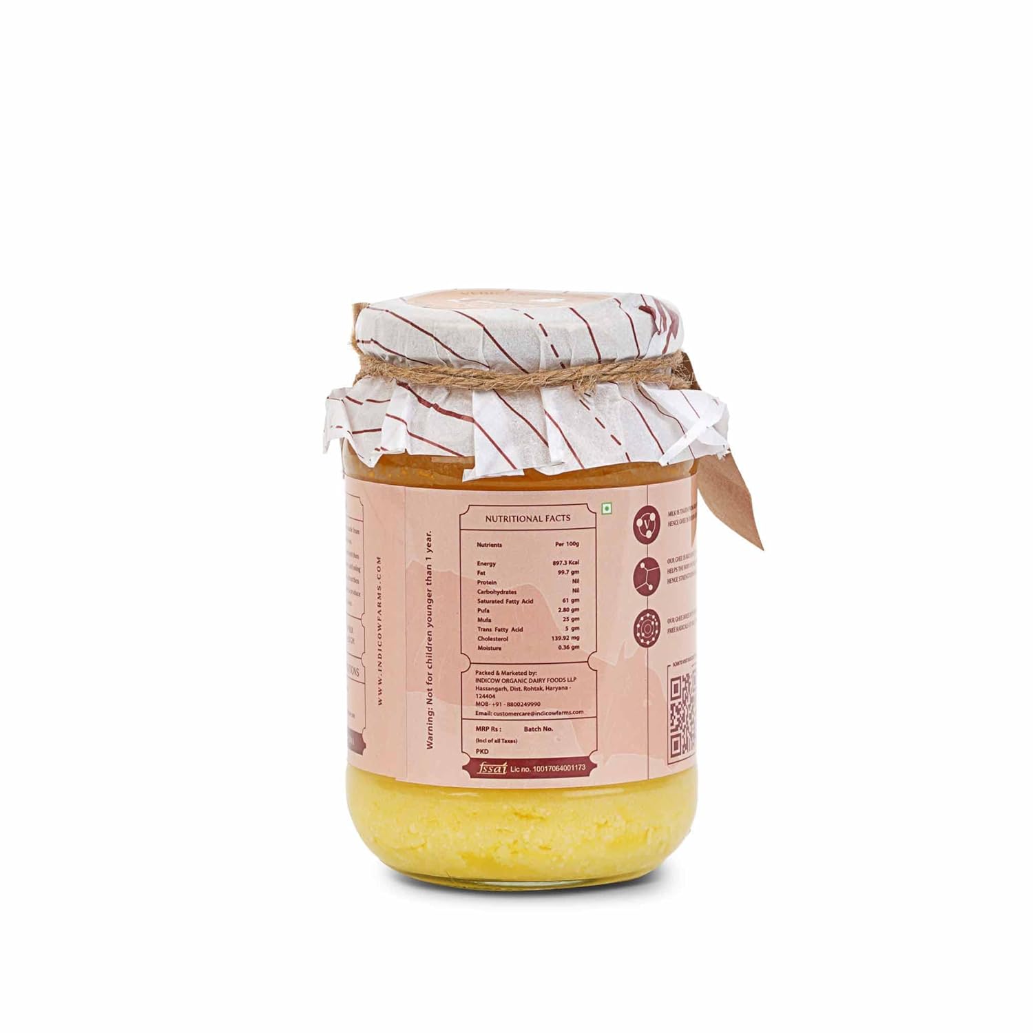 Pure Natural Kankrej Bilona A2 Cow Ghee By Indicow | Rich In Vitamins A, E Healthy Desi Cow Ghee Good For Bones Health | (500ml) 16.9 Ounce | Jar Pack Pure Natural Kankrej Bilona A2 Cow Ghee By Indicow | Rich In Vitamins A, E Healthy Desi Cow Ghee Good For Bones Health | (500ml) 16.9 Ounce | Jar Pack