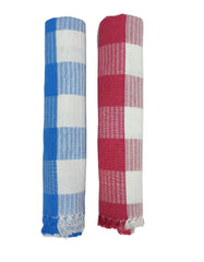 Bombay Dyeing Rimzim 100% Cotton Printed Soft & Slick Quick Drying Bath Towels 500 Gsm (Blue & Rose) - 2 Pcs