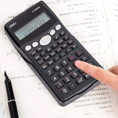 Deli WD-100ms Scientific Calculator | 300 Fractional Arithmetic Function | 2 Line Led Display | 3 Years Warranty - (Black)