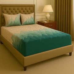 Elastic Fitted Bedsheets For King Size With Two Pillow Cover - 72 X 78 X 10 Inches, Pastel Green | Super Soft Premium Brushed Glace Cotton Bedsheet, Breathable & Wrinkle Free