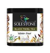 Sole Stone Winter Frost Black Twirl Tea - 100gm, 3.5 Ounce, 40 Cups | Enhances Relaxation & Wellness - Rich In Antioxidants, 0% Bitterness, Low Caffeine | 100% Natural Whole Leaf Tea